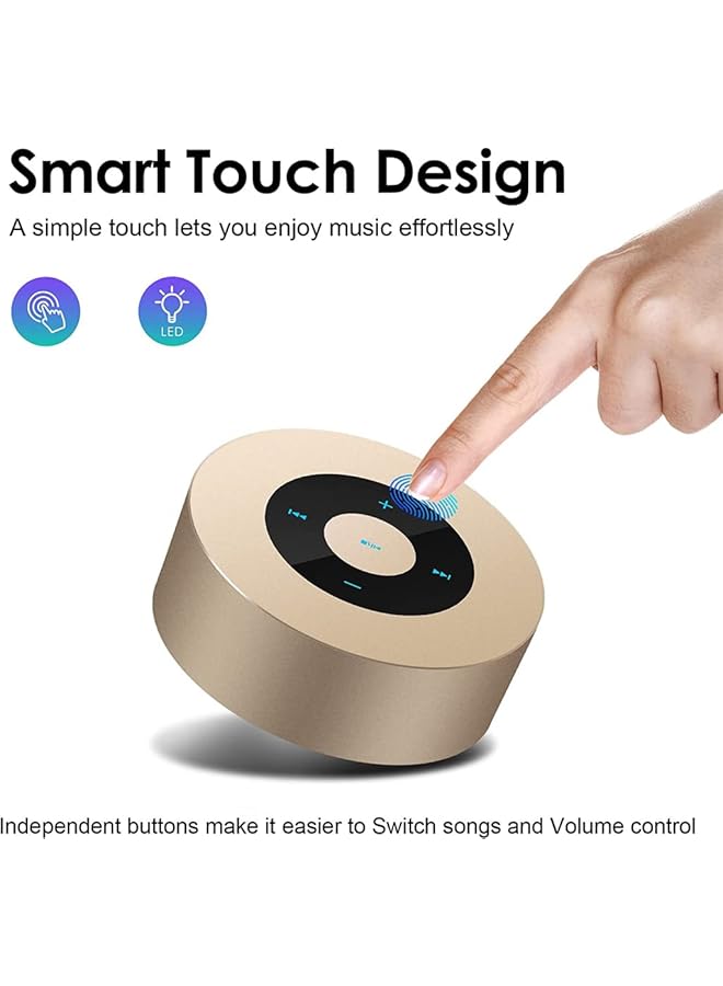erorex Gold Smart Touch Wireless Speaker Small Bluetooth Speaker With Portable Waterproof Case High Def Sound Fast Recharge - Image 2