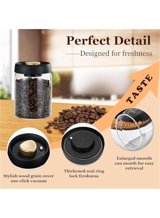 هوكور علبة زجاجية مع أغطية مفرغة من الهواء، علبة قهوة زجاجية من البورسليكات سعة 500/900/1200 مل، مثالية لحفظ القهوة والفاصوليا والشاي السائب والحلوى والمكسرات والتوابل والوجبات الخفيفة الطازجة (1800 مل) - Image 5