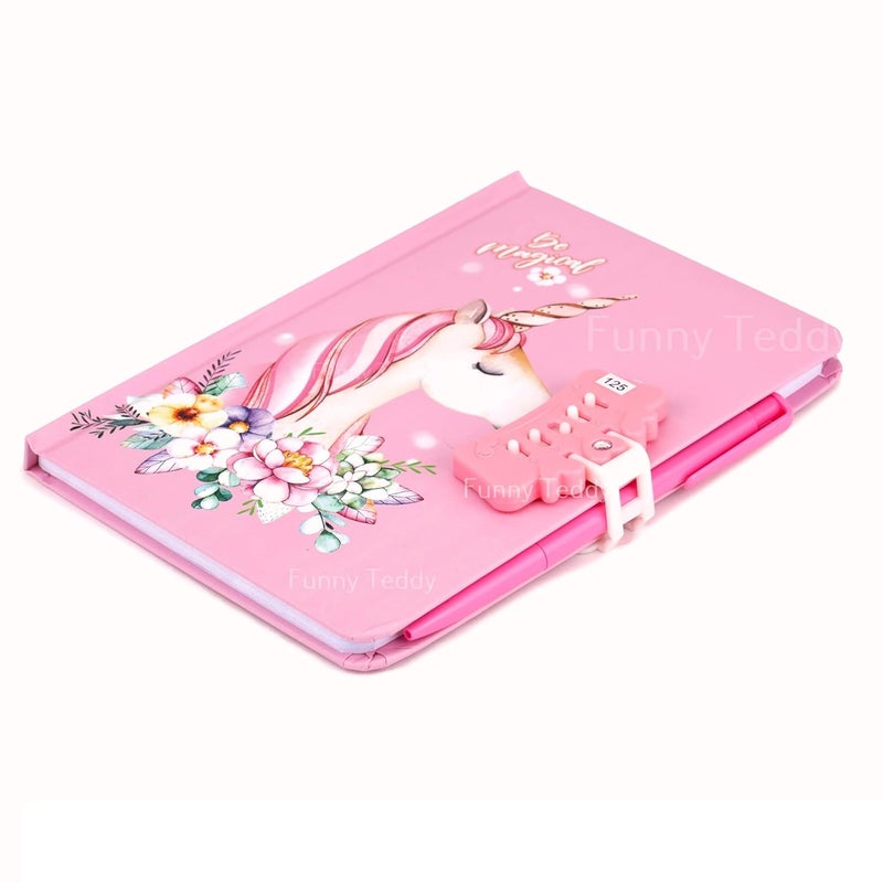 Funny Teddy Unicorn Password Lock Diary with Pen for Girls Kids - Combination Lock Journal Personal - Colorful Pages - Image 4