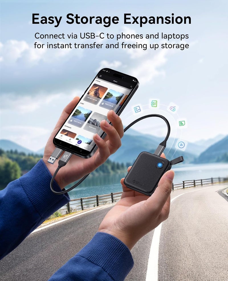 Orico 256GB Portable SSD with 2 in 1 USB-C Cable, External Solid State Drive, Up to 460MB/s, Status Indicator, Reliable Storage for USB-C Smartphone, Tablet and Computer - B5PLUS - Image 2