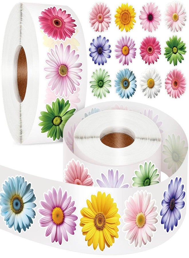 KFPPLXQ 1200 PCS Flower Stickers Roll for Kids, Daisy Stickers and Sun-Proof Flower Roll Sticker for Scrapbooks, Water Bottle, Present Boxes Decorations (16 Styles) - Image 1
