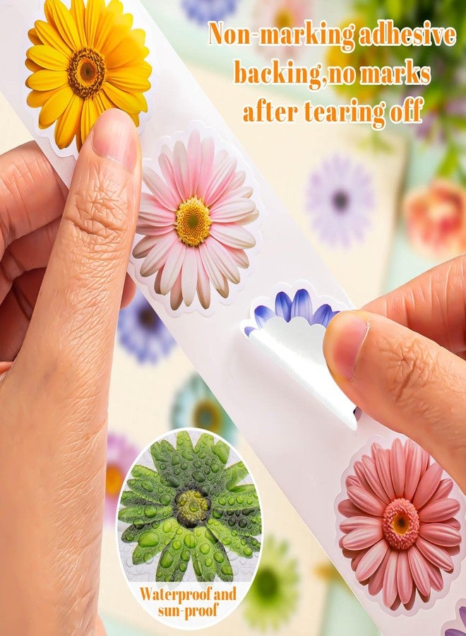 KFPPLXQ 1200 PCS Flower Stickers Roll for Kids, Daisy Stickers and Sun-Proof Flower Roll Sticker for Scrapbooks, Water Bottle, Present Boxes Decorations (16 Styles) - Image 4