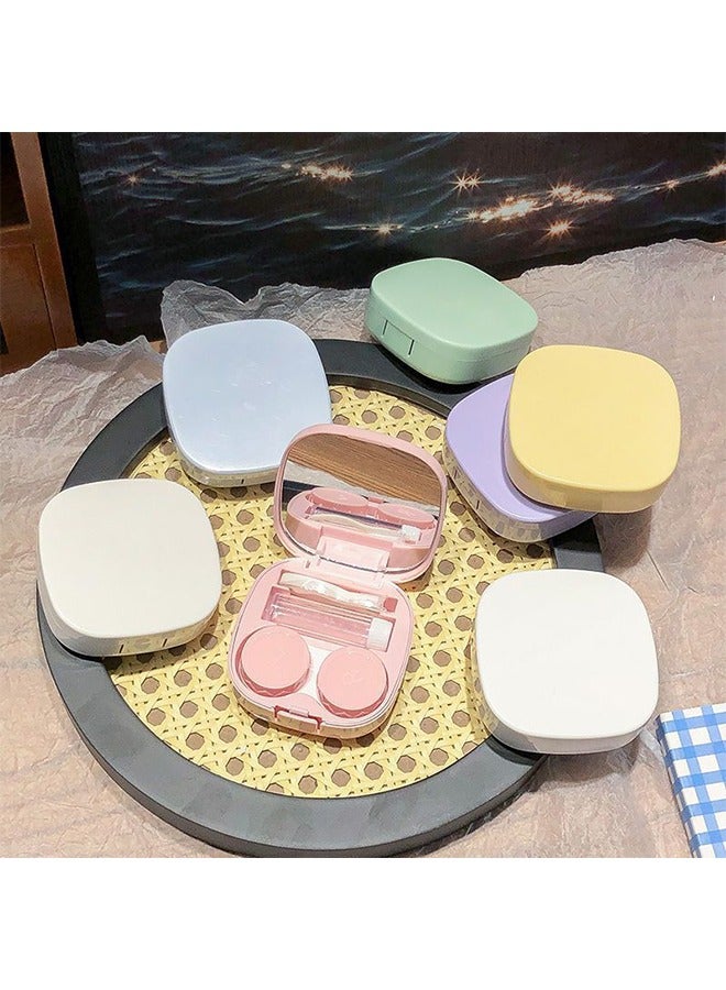 2 Pieces of Contact Lens Case Flip Cap with Mirror, Leak Proof Contact Lens Case Holder, Cute Contact Llens Kit with Tweezers Removal Tool Solution Bottle, Suitable for Travel and Home Use, 2 Colors - Image 3