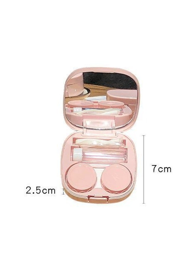 2 Pieces of Contact Lens Case Flip Cap with Mirror, Leak Proof Contact Lens Case Holder, Cute Contact Llens Kit with Tweezers Removal Tool Solution Bottle, Suitable for Travel and Home Use, 2 Colors - Image 5