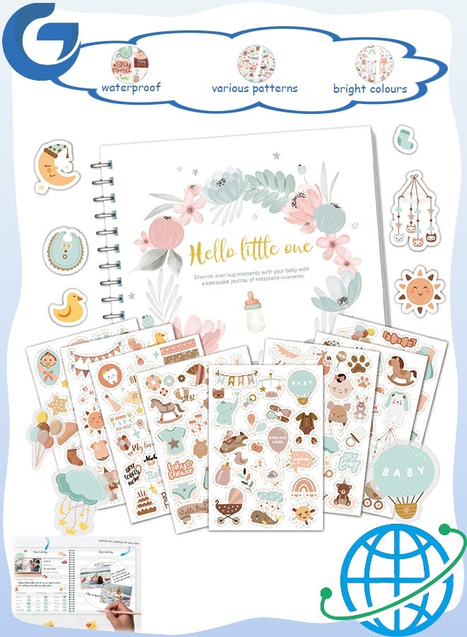 إم إكس إن ألبومات صور الأطفال، كتاب ذاكرة الطفل مع ملصق، كتاب ذكريات مايلستون، كتاب سجل القصاصات لألبومات سجل القصاصات، الفن والحرف اليدوية، أبيض - Image 1