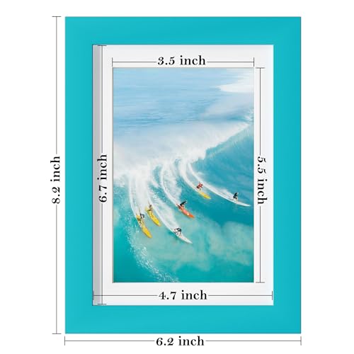 eletecpro 5x7 Picture Frames 4 Pack, Colorful Photo Frames Matted to 4x6 Photos or 5x7 No Mat, Cute Picture Frames Made of Engineered Wood and Acrylic for Home (Orange, Royal Blue, Pink, Sky Blue) - Image 3