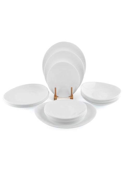 20-Pieces Dinner Set -  Opal Dishes Set Service for 6, Plates and Bowl Set Plain White Oval Plates and Bowls Set, Dishwasher Safe, Chip and Crack Resistant White