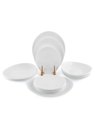 20-Pieces Dinner Set -  Opal Dishes Set Service for 6, Plates and Bowl Set Plain White Oval Plates and Bowls Set, Dishwasher Safe, Chip and Crack Resistant White - pzsku/Z43ACBD8D7BCBD2BA3386Z/45/1751868386/2f7dd966-9dbe-4651-8e10-225c3e41d261