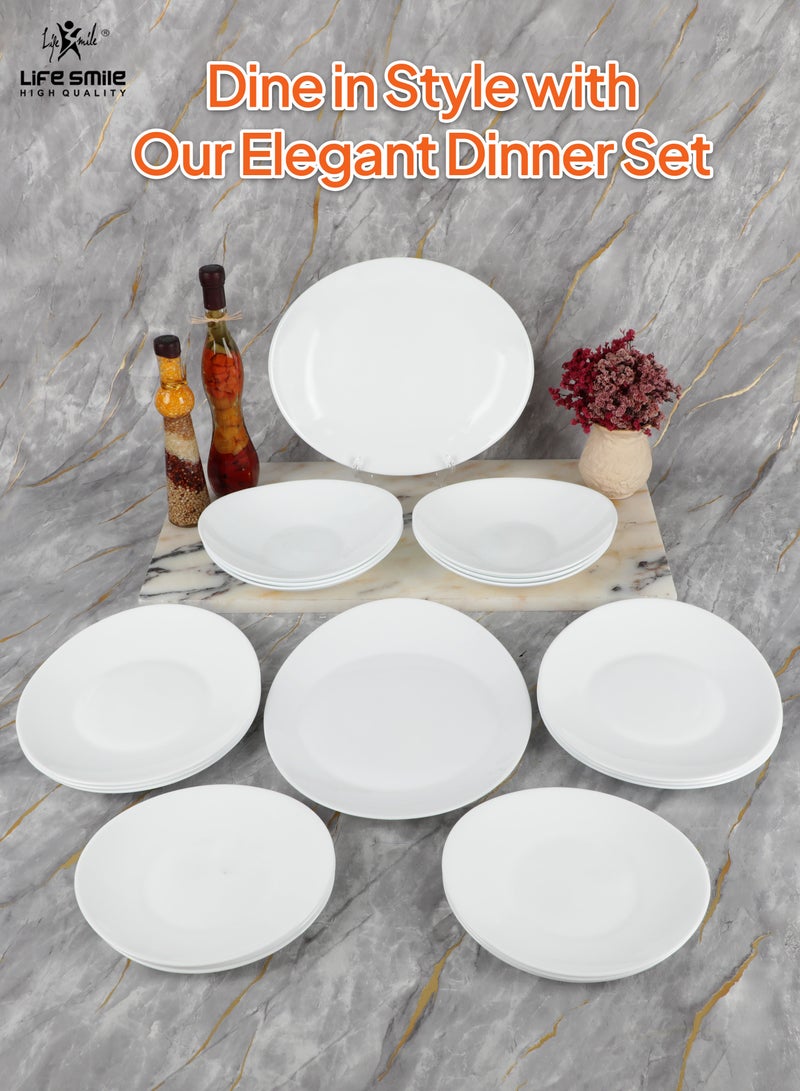 20-Pieces Dinner Set -  Opal Dishes Set Service for 6, Plates and Bowl Set Plain White Oval Plates and Bowls Set, Dishwasher Safe, Chip and Crack Resistant White