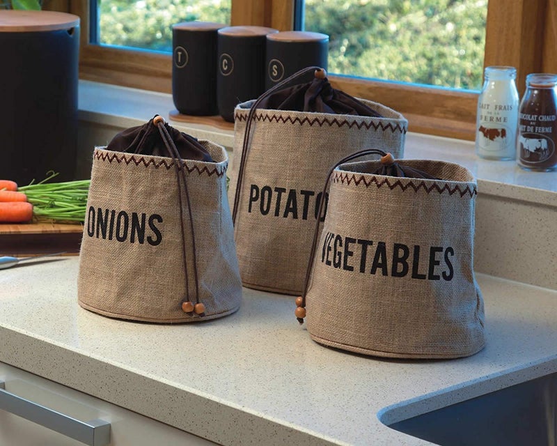 KitchenCraft Natural Elements Potato Bag with Blackout Lining, Potato Storage Bag, Hessian, 24 x 24 cm, Brown - Image 3