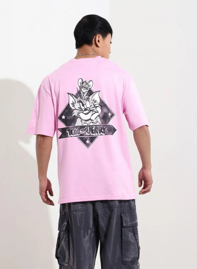 ذا انديان كراج كو Men Boxy Fit Tom&Jerry Printed Crew Neck Half Sleeves T-Shirt
