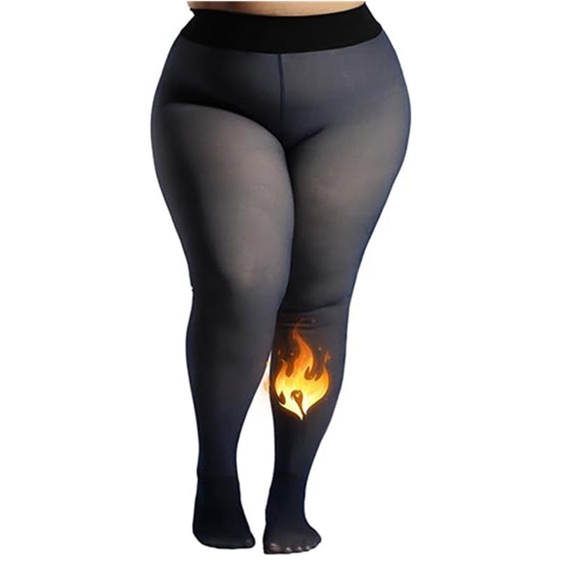 Leggings, Bare-Leg Black Translucent Leggings, Women'S Fleece-Lined Pantyhose, Fake Translucent - Image 1
