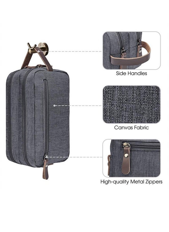 Generic - Men's Large Capacity Travel Toiletry Bag - Waterproof Portable Cosmetic Storage Bag - Shampoo And Shower Gel Canvas Storage Bag - With Leather Handle (Gray) - Image 1
