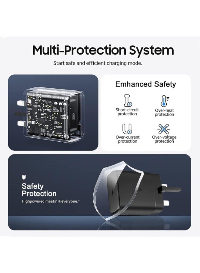 Fast Charger 45W Type C, Ultra Fast Charger with 1m USB-C Cable, Android for Samsung Galaxy S23 Ultra/S23/S23+/S22/S22 Ultra/S22+/Note 10/20/S20/S21/Tab S7/S8 , black - Image 4