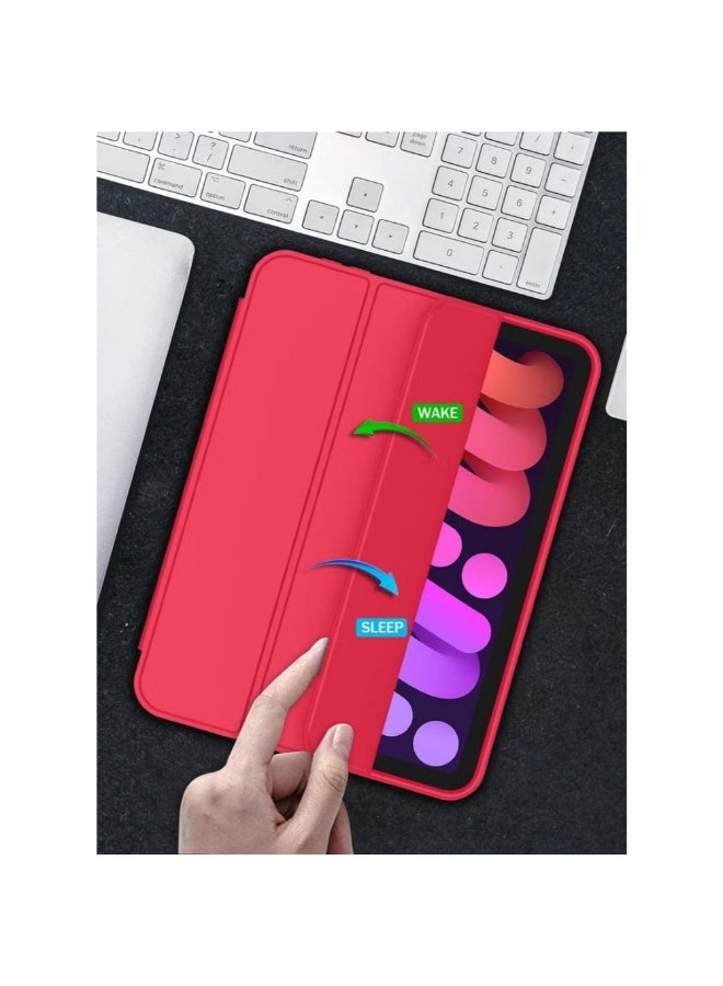 ACLIX iPad Mini 7 Case 2024 – A17 Pro 8.3-Inch 7th Generation Case with Pencil Holder, Trifold Stand, and Soft TPU Back, Red - Image 4