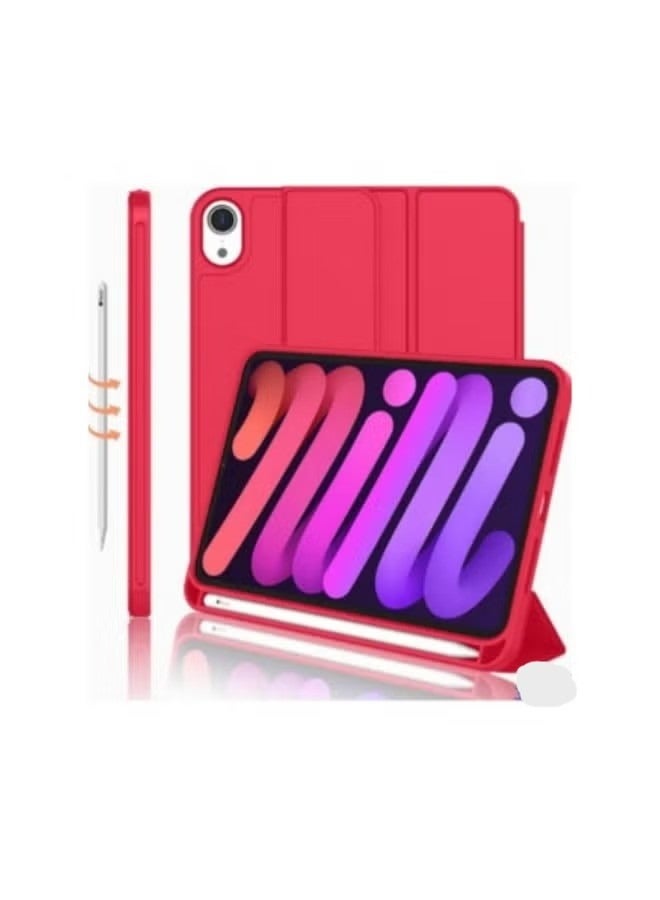 ACLIX iPad Mini 7 Case 2024 – A17 Pro 8.3-Inch 7th Generation Case with Pencil Holder, Trifold Stand, and Soft TPU Back, Red - Image 1