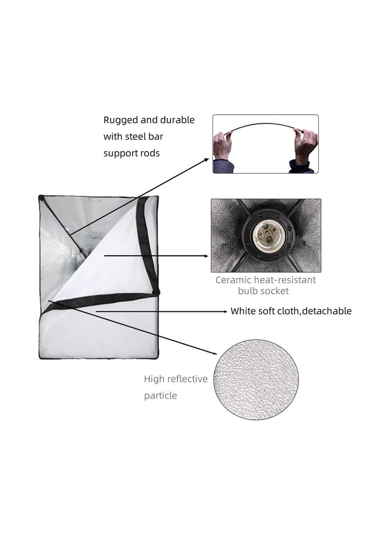 Generic - Photography Rectangle Continuous SoftBox Lighting Kit 2set 50x70cm Softbox and 2set Light Holder Stand Photo Studio Equipment Set - Image 1