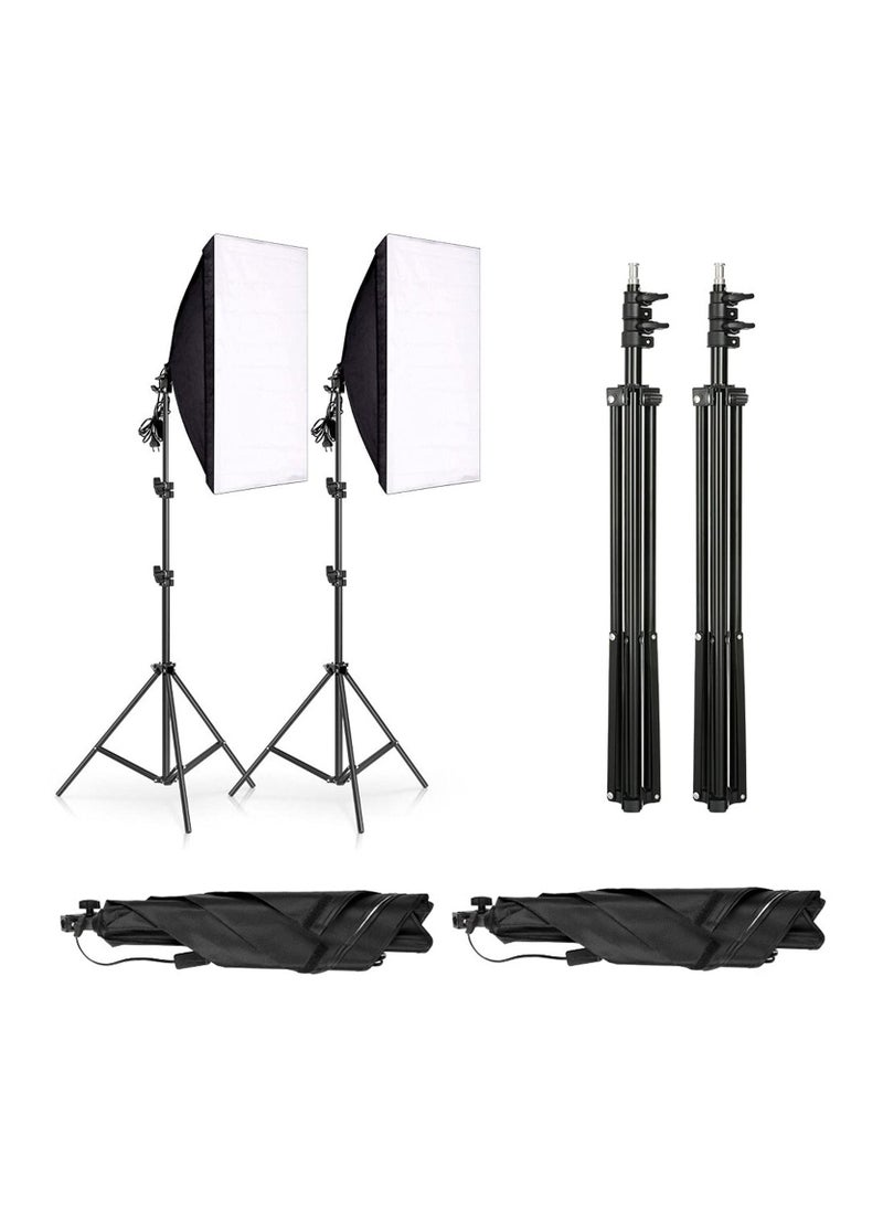 Generic - Photography Rectangle Continuous SoftBox Lighting Kit 2set 50x70cm Softbox and 2set Light Holder Stand Photo Studio Equipment Set - Image 1