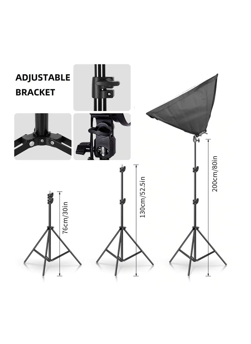 Generic - Photography Rectangle Continuous SoftBox Lighting Kit 2set 50x70cm Softbox and 2set Light Holder Stand Photo Studio Equipment Set - Image 1