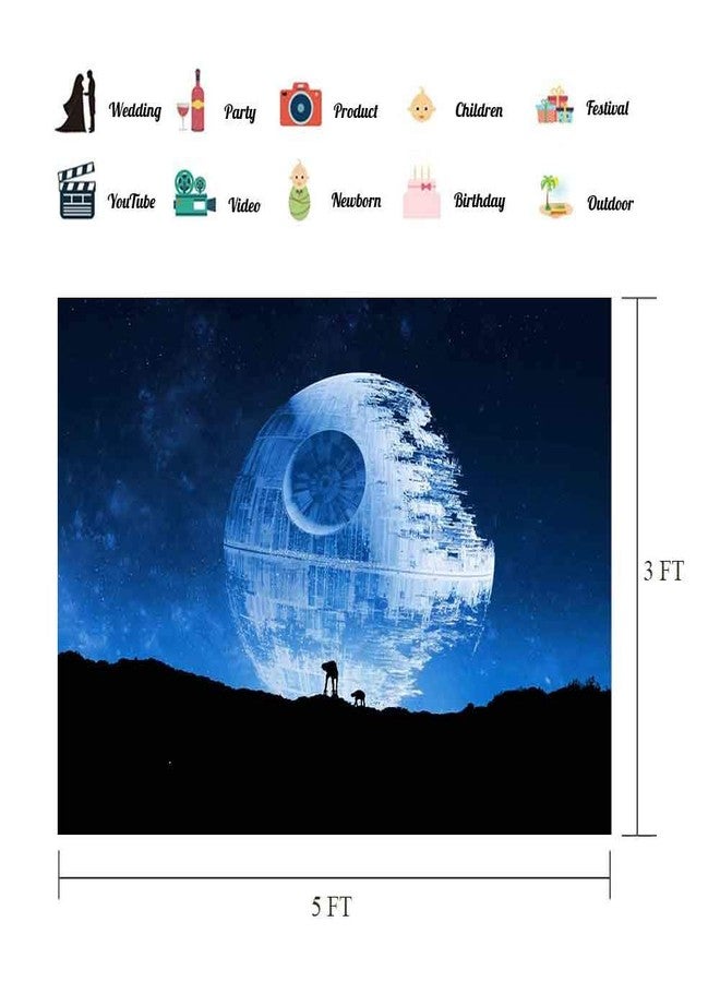 EOA 5(W) x3(H) FT Blue Death Star Photography Backdrop Galactic Superweapon Star Wars Fans Background Man Cave Tapestry Banner Studio Props - Image 2