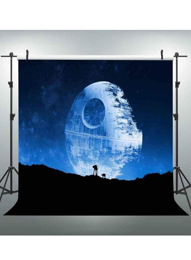 EOA 5(W) x3(H) FT Blue Death Star Photography Backdrop Galactic Superweapon Star Wars Fans Background Man Cave Tapestry Banner Studio Props - Image 1