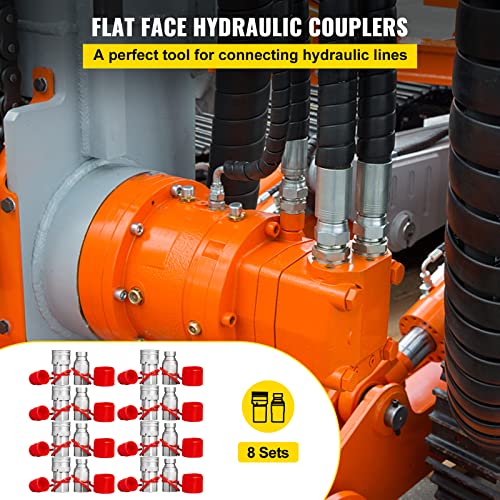 Bestauto Hydraulic Quick Connect 1/2 Body with 1/2" NPT Thread Hydraulic Coupler 4 Pairs Hydraulic Coupling Quick Connect 45.5 L/min Hydraulic Quick Coupler (ISO 16028) - Image 2