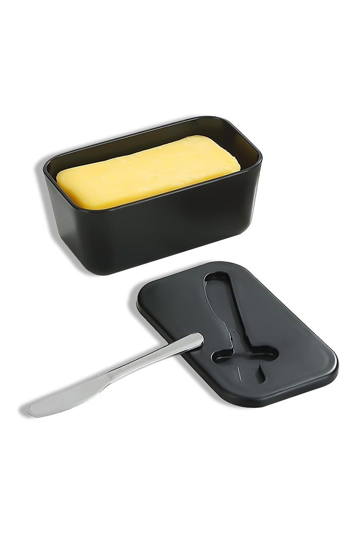 Butter Dish with Lid and Knife, Butter Dishes, Butter Dish Butter Container, Butter Dishes with Butter Knife, Lightweight Unbreakable Plastic Butter Holder Tray for Countertop Kitchen Accessories - Image 1