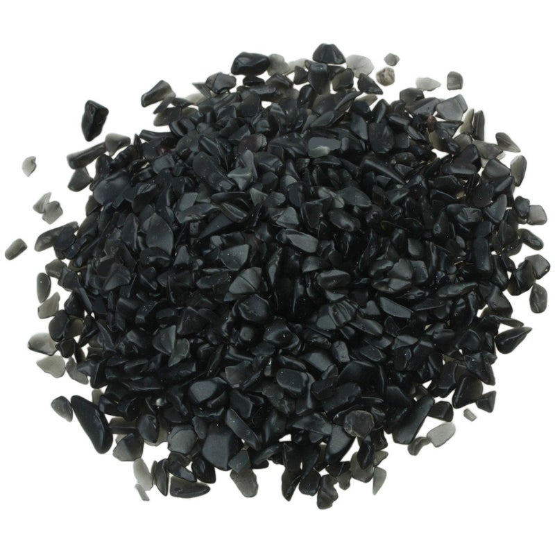 SUNYIK Black Agate Tumbled Chips Stone Crushed Pieces Irregular Shaped Stones 1pound(about 460 gram) - Image 1
