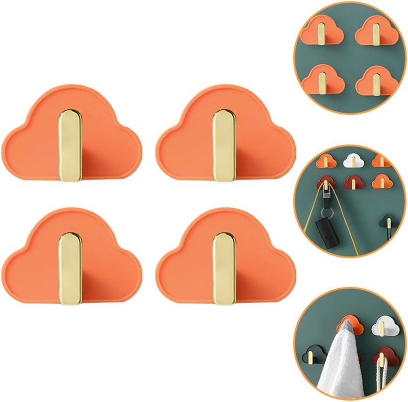 HOOTNEE 4 قطع من الخطافات الجدارية اللاصقة على شكل حرف L بدون مسامير، معلقات بلاستيكية بدون ثقب للقبعات والحقائب لتنظيم المطبخ والحمام وخزانة الملابس - Image 5