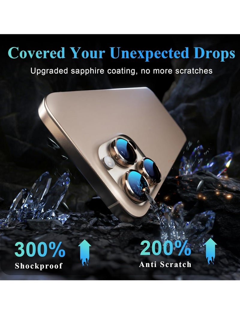 ELTRAZONE Camera Lens Protector for iPhone 16 Pro/Pro Max – Tempered Glass with Metal Frame, 1-Step Installation Tray, Case Friendly, Desert Titanium – 2 Pack - Image 3