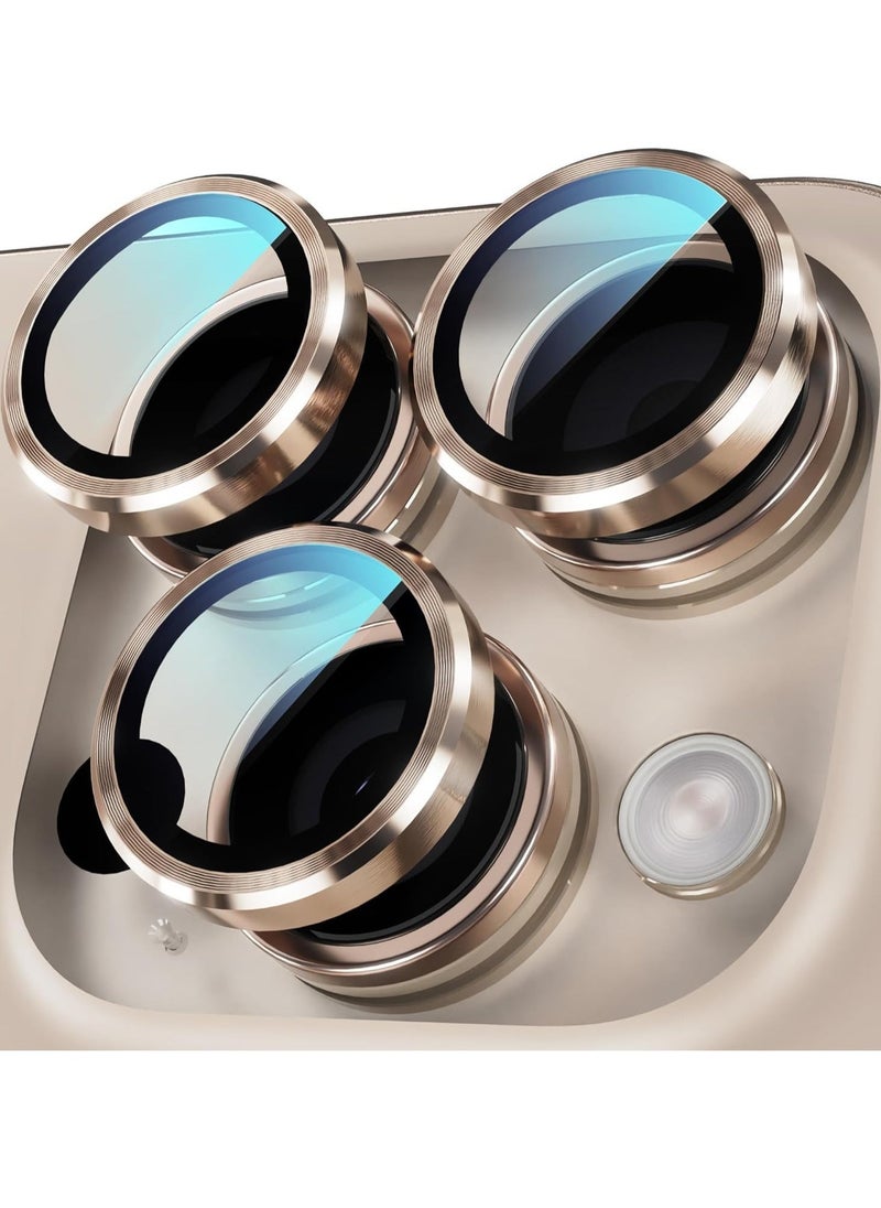 ELTRAZONE Camera Lens Protector for iPhone 16 Pro/Pro Max – Tempered Glass with Metal Frame, 1-Step Installation Tray, Case Friendly, Desert Titanium – 2 Pack - Image 1