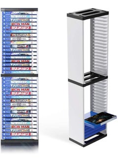 Nargos Video Game Storage Stand Tower for PS5/ PS4/ PS3/ Xbox Series S & X/ Xbox one Game and Blu Ray Case Storage, Universal Movie/Game Disc Holder Vertical Stand Organizer Tower