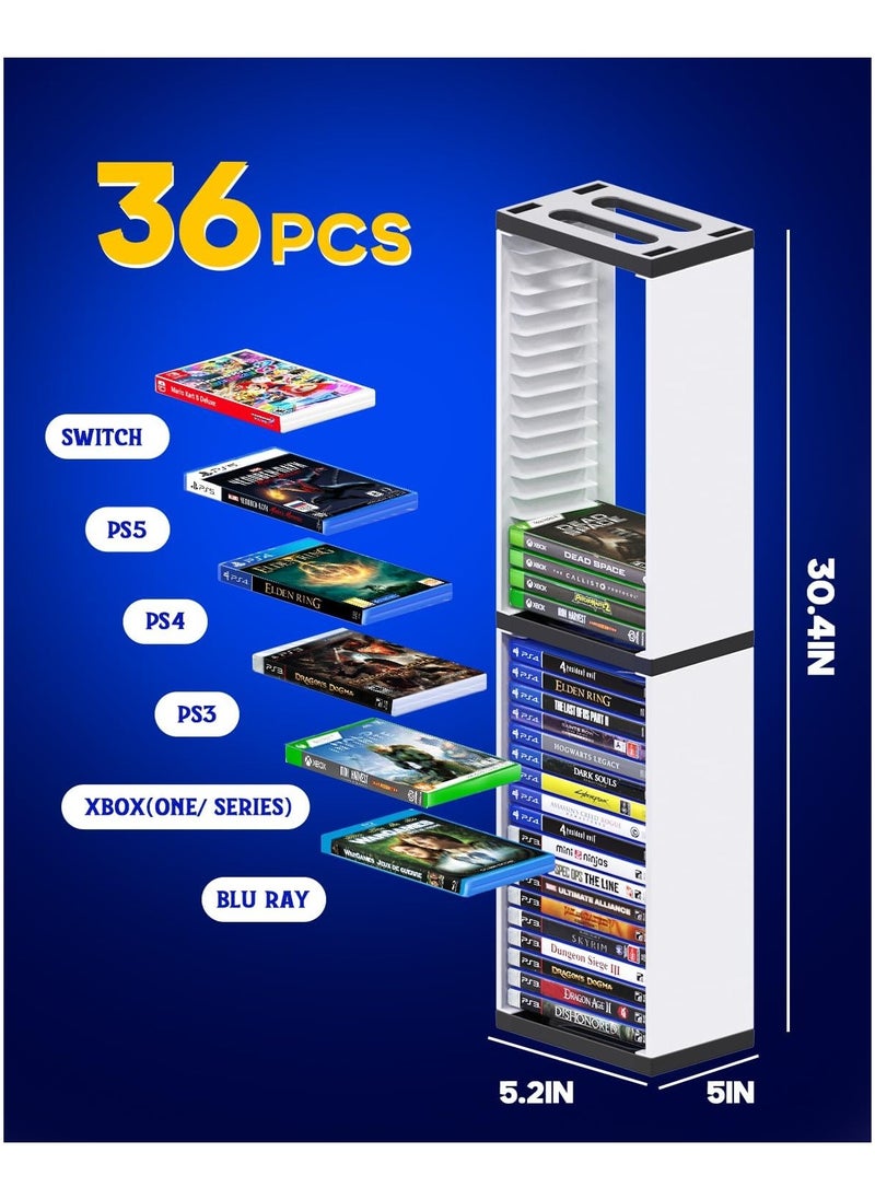 Generic - Nargos Video Game Storage Stand Tower for PS5/ PS4/ PS3/ Xbox Series S & X/ Xbox one Game and Blu Ray Case Storage, Universal Movie/Game Disc Holder Vertical Stand Organizer Tower - Image 1