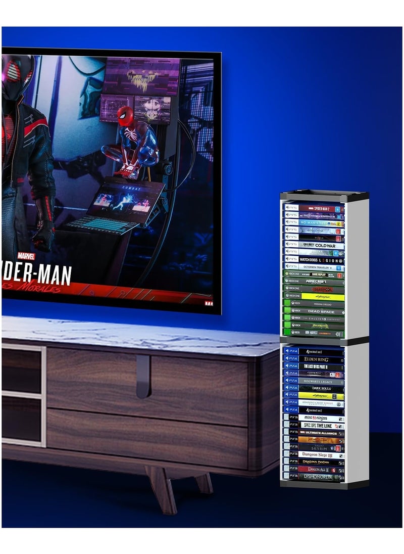 Generic - Nargos Video Game Storage Stand Tower for PS5/ PS4/ PS3/ Xbox Series S & X/ Xbox one Game and Blu Ray Case Storage, Universal Movie/Game Disc Holder Vertical Stand Organizer Tower - Image 1