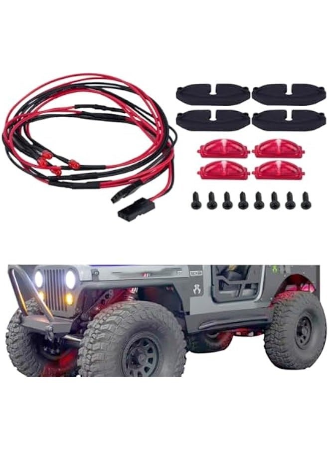 MUNTAQI SCX10 LED RC Wheel Well Lights Kit Rock Lights with Nylon Bracket for 1/10 RC Crwarler SCX10 Uprades (Red) - Image 1