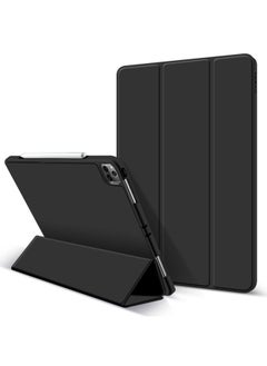 Ipad Protective Case Air5 With Pen Slot Pro11 30% Fold 12.9 Inch TPU Soft 9 Generation 10.2 Leather Case For Application-Color:Black-Applicable Models:ipad Pro 12.9(2020)