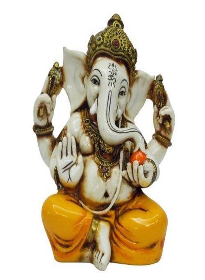 Lightahead® The Blessing. Lord RAJA Ganesh GANPATI Statue of Elephant Hindu GOD in Color & Gold Made from Marble Powder in India - Image 1