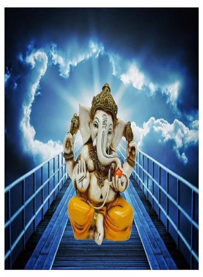 Lightahead® The Blessing. Lord RAJA Ganesh GANPATI Statue of Elephant Hindu GOD in Color & Gold Made from Marble Powder in India - Image 5