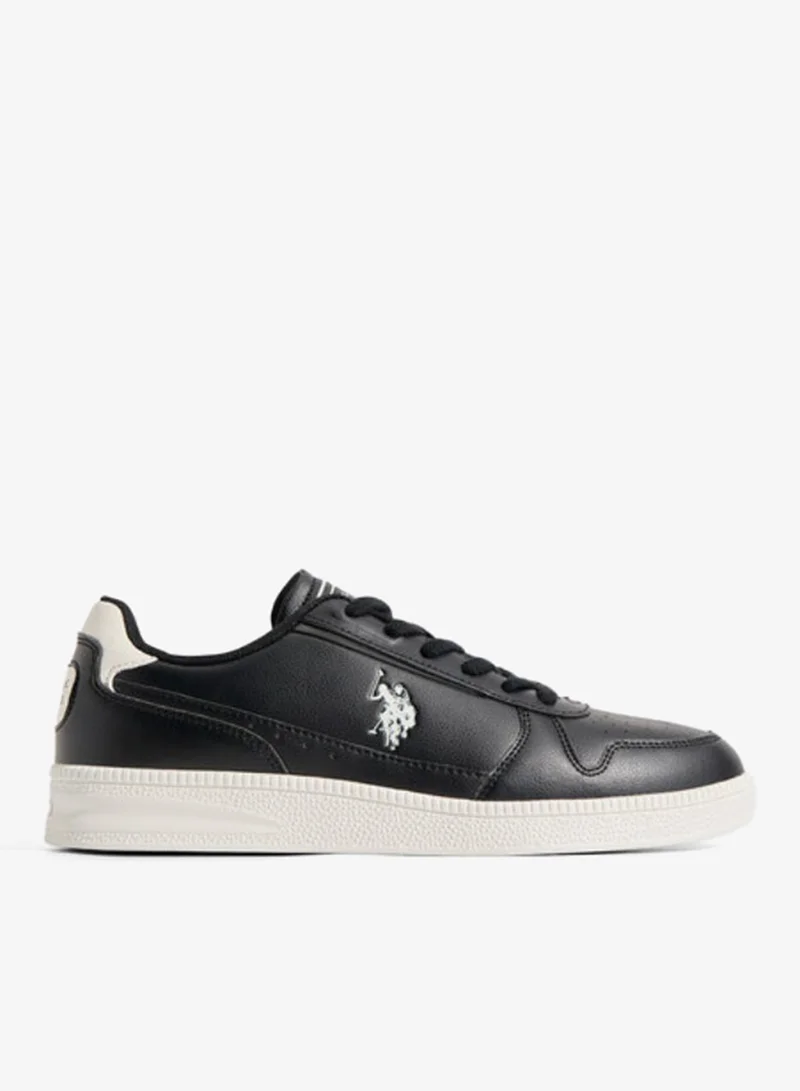 USPA Men's Black Casual Sneakers – Premium Lace-Up Lifestyle Shoes | Lightweight Comfortable Walking Shoes | Everyday Fashion Sneakers