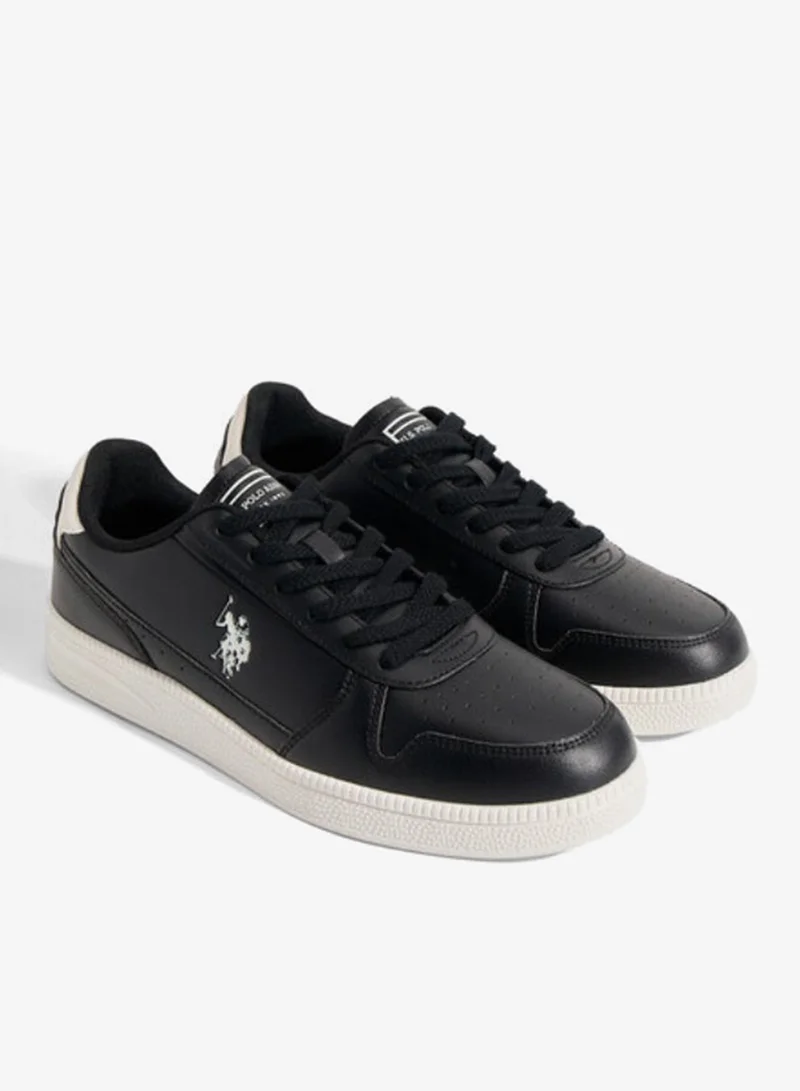 يو اس بولو اسن USPA Men's Black Casual Sneakers – Premium Lace-Up Lifestyle Shoes | Lightweight Comfortable Walking Shoes | Everyday Fashion Sneakers