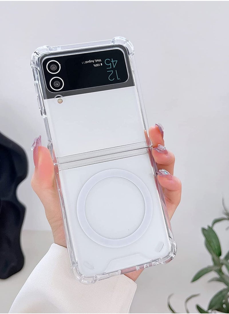 ELTRAZONE - Samsung Galaxy Z Flip 4 Magsafe Clear Case, With Magnetic and Support Wireless Charger, Transparent Shockproof and Drop-Proof Hard PC Phone Cover for Galaxy Z Flip 4 - Image 1