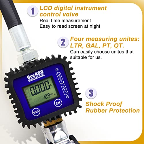 Sobalai Digital Oil Control Valve Meter Nozzle,Pneumatic Oil Gun with 1/2" inch NPT Inlet,Extrusion pressure 7bar,Digital Fuel Oil Lubricant Nozzle with Flow Meter(Not for Gasoline) - Image 3