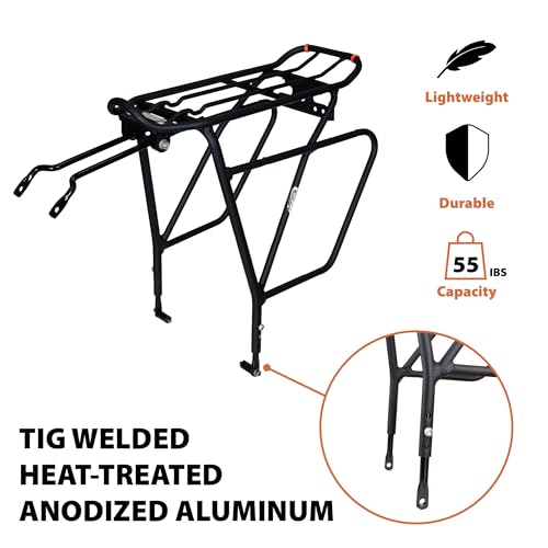 Ibera Bike Rack - Bicycle Touring Carrier Plus+ for Disc Brake Mount, Frame-Mounted for Heavier Top & Side Loads, Height Adjustable for 26"-29" Frames - Image 5