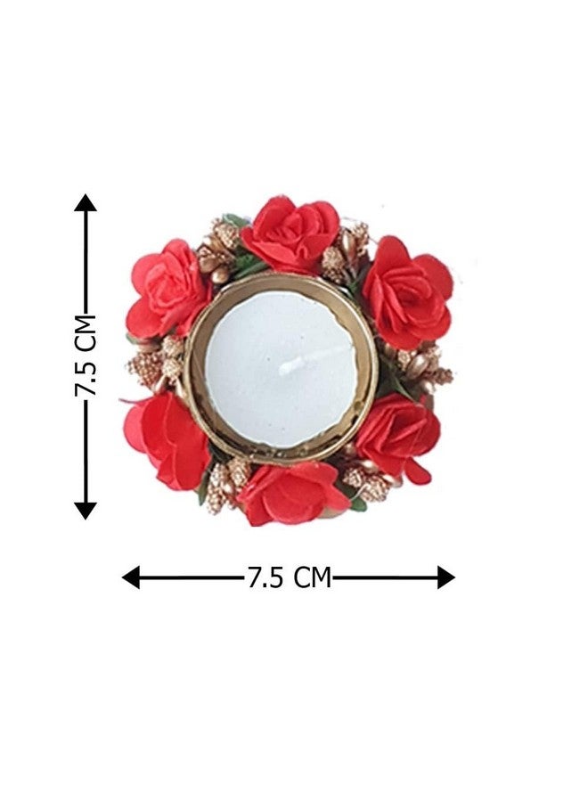 Gift Jaipur 6 pc Red Diwali Decorative Handmade Tea Light Candle Designer Diyas with Ganesha Idol - Deepak, Candles, Home Decoration for puja Festival New Year Ganesha Chaturthi - Image 2