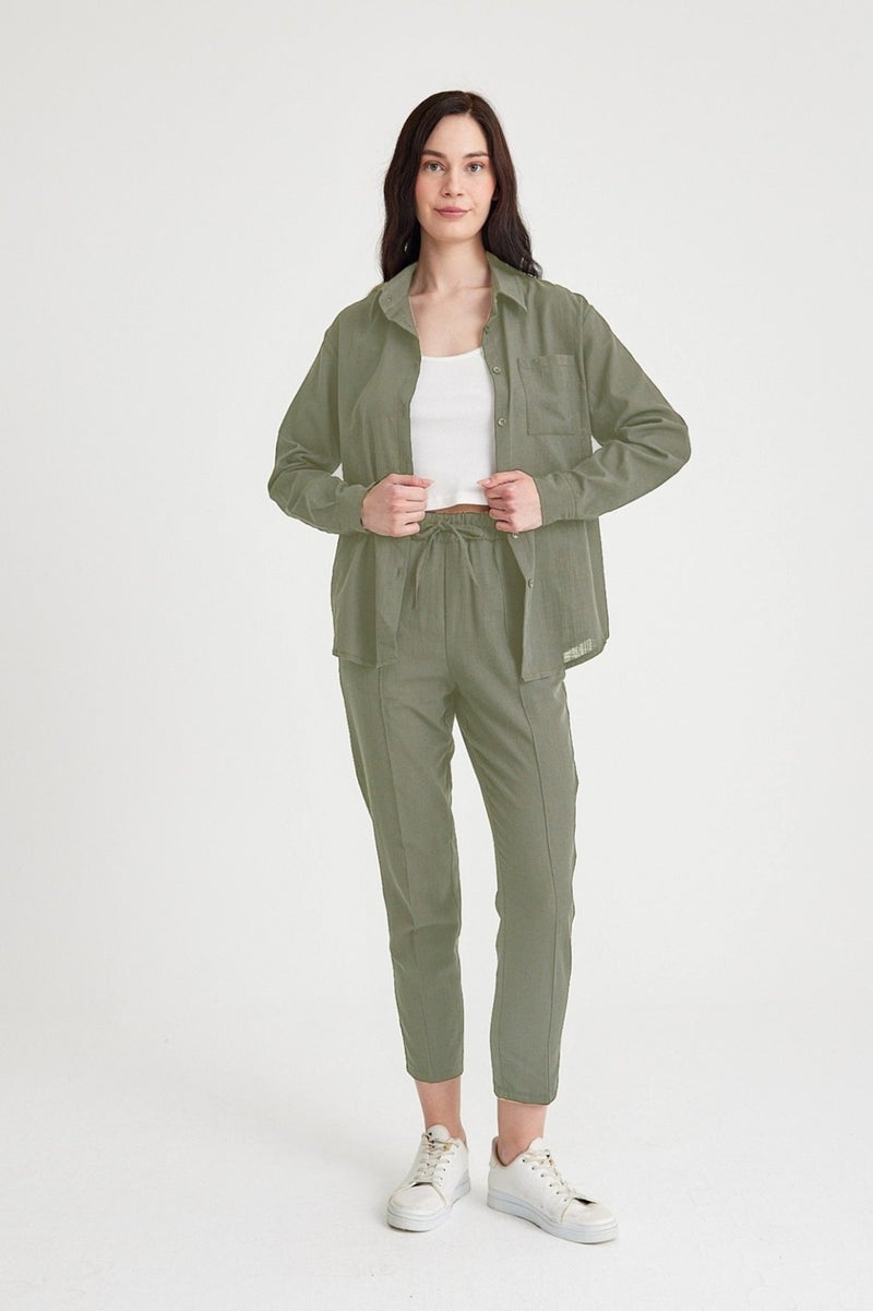 Barbora Linen Casual Two Piece Suit Pants Shirt LN21HAKIA7  - Image 1