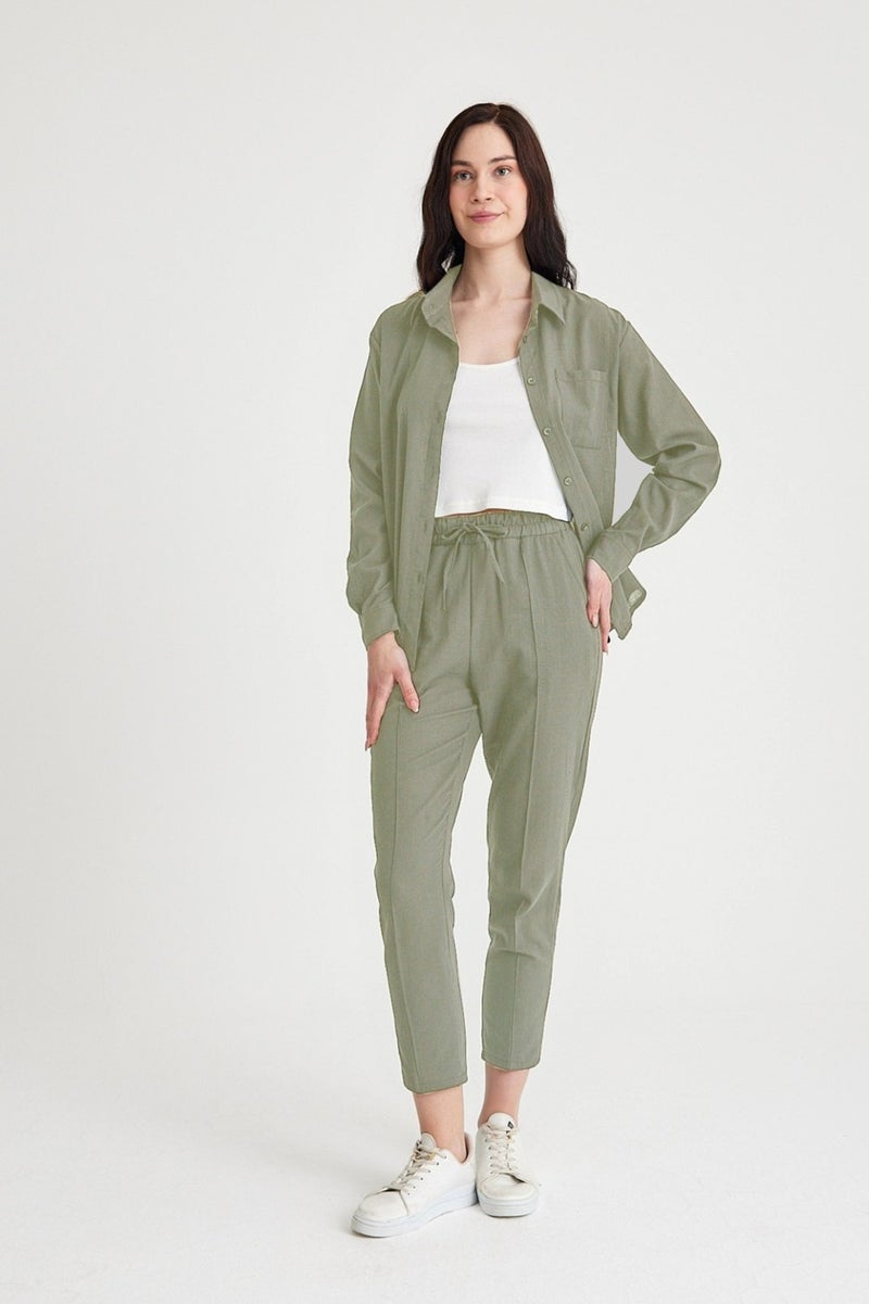 Barbora Linen Casual Two Piece Suit Pants Shirt LN21HAKIA7  - Image 4
