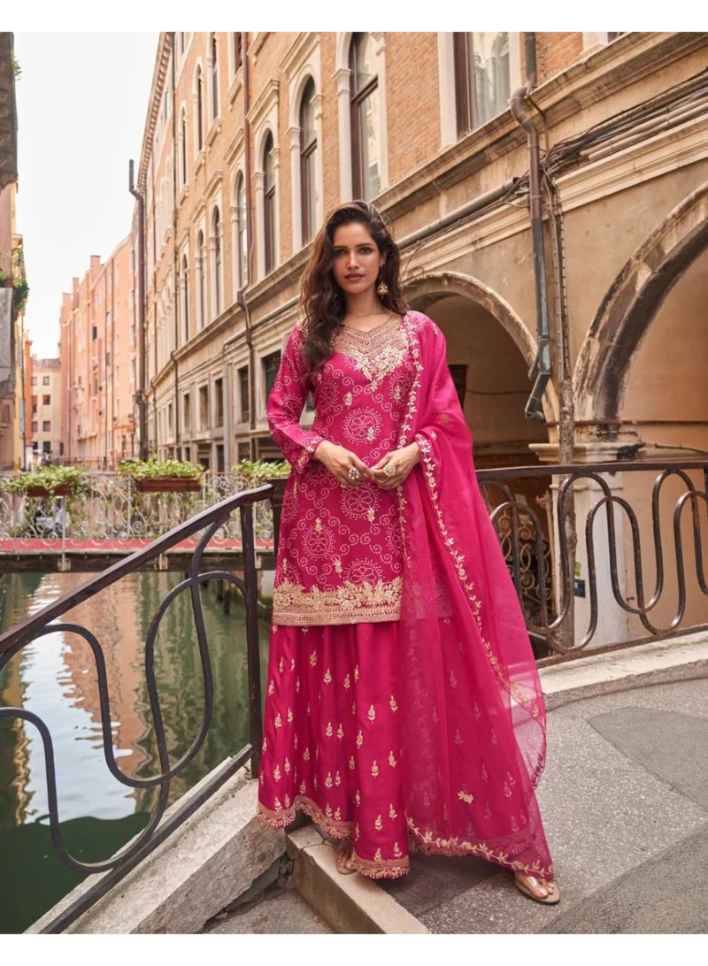 Ameya  Chinon Silk Embellished Suit Collection Party wedding wear for Women | Best Price UAE