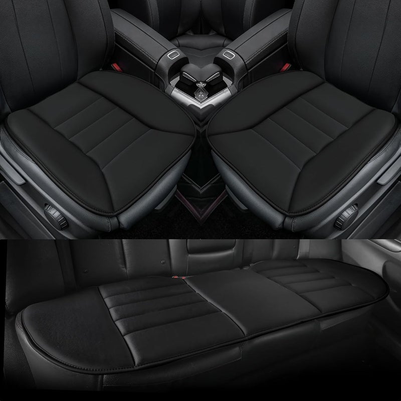 kingphenix 3-Piece Car Seat Cushion Set, 1.2inch Memory Foam Comfort, 2 Front Automotive Seat Cushions + Rear Bench Cushion, Non-Slip Bottom, Fits Sedan SUV Truck Van, Car & Office Chair, Black - Image 1
