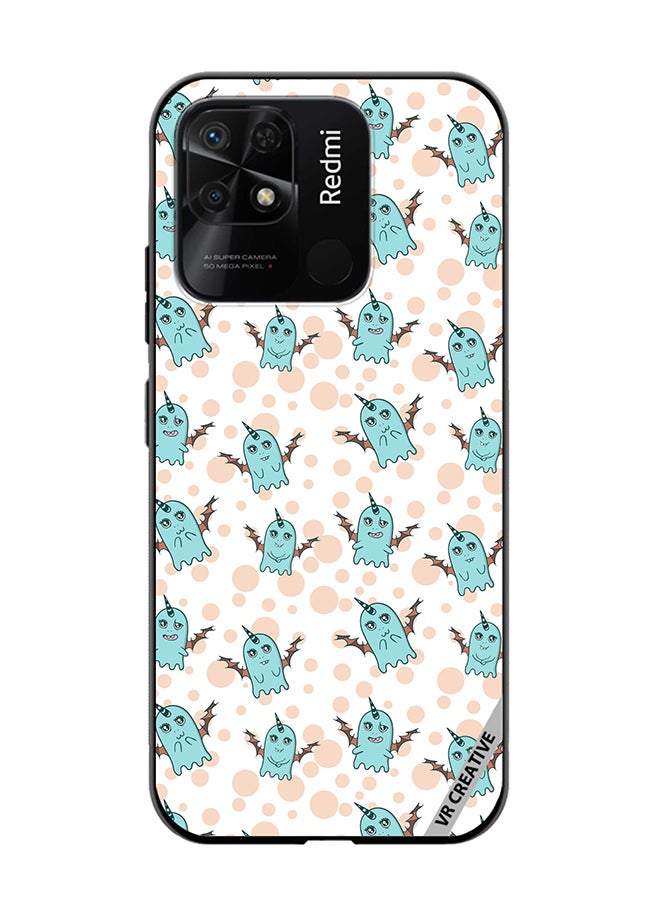 VR CREATIVE Protective Case Cover For Xiaomi Redmi 10C White Background, Pattern Cute Blue Monsters, Emotions Stickers Design Multicolour - Image 1