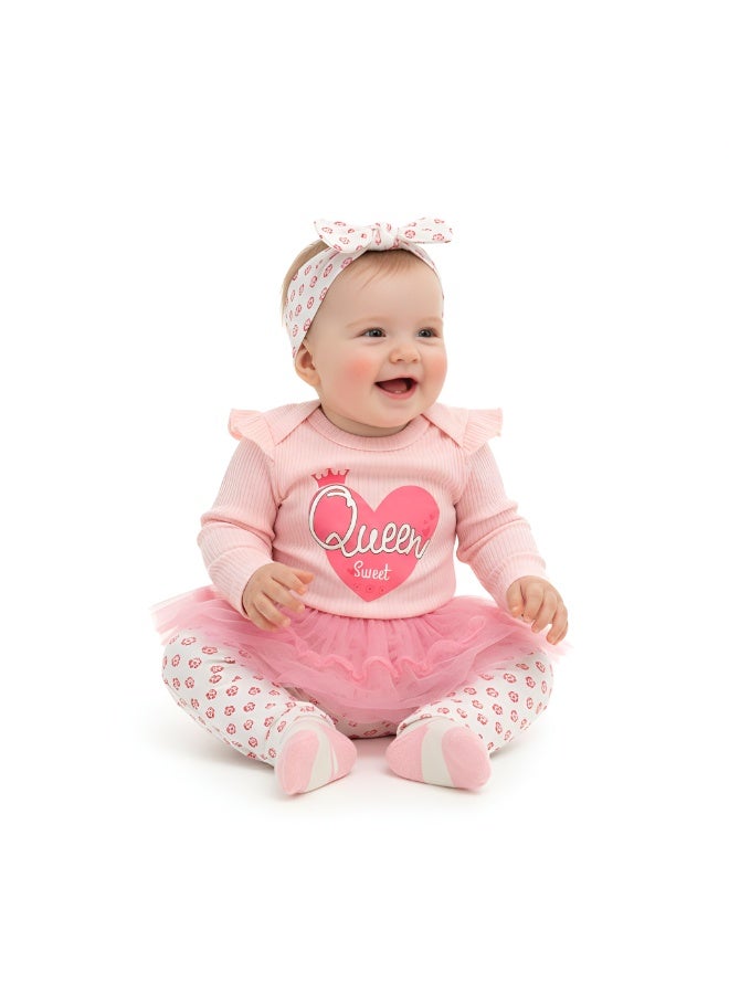 Bambimici -  Baby Girl 4-Piece Tutu Queen Sweet Set - Pink - Image 1